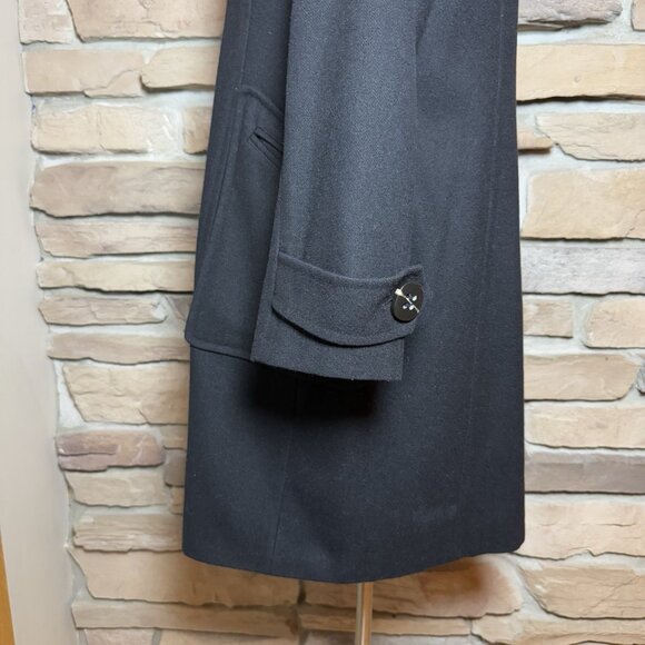 Attention black wool blend long coat button front classic overcoat womens - Picture 4 of 9